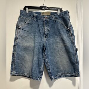VTG Y2K Mens Sz:36L Lee Dungarees Jorts light Wash Carpenter Cargo Denim Shorts